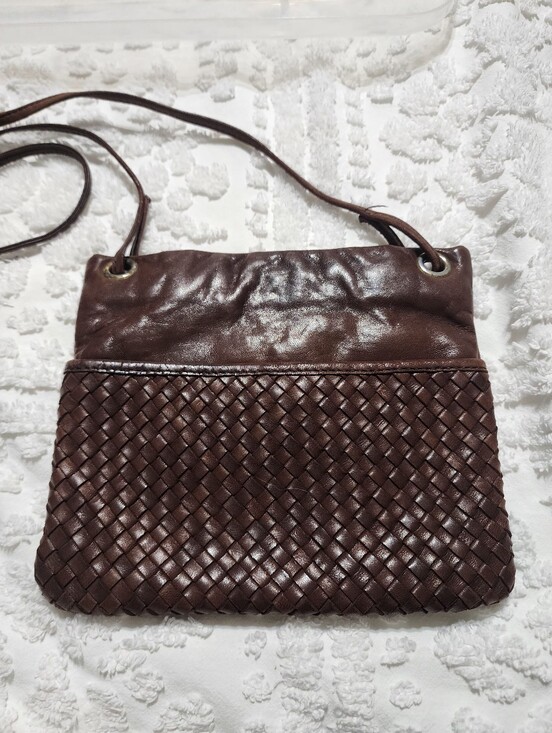 margot Handbags - Margot Classic Woven Crossbody Bag in Dark Brown, Buttery Soft
